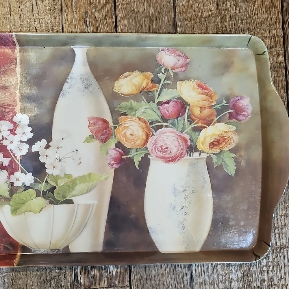 Floral Decorative Serving Tray Fabrice de Villeneuve